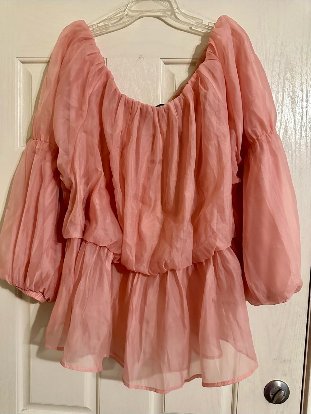 Ashley Stewart Coral Pink Sheer Peasant Tunic